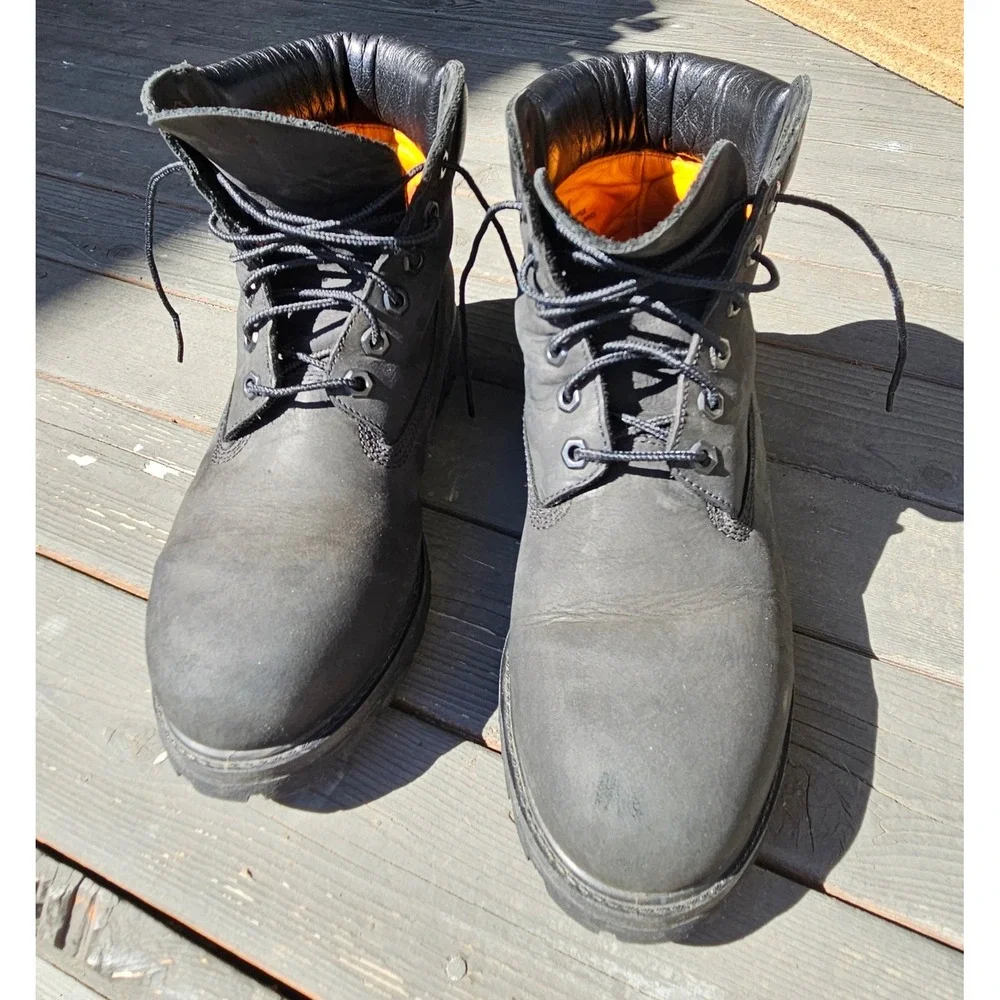 Timberland Mens 6 Inch‎ Premium Waterproof Boots Black Nubuck 10073 Size 8 M